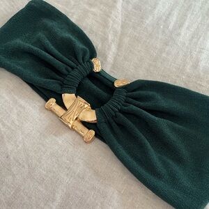 Luxe Forest Green Crop Top with Gold Bow Detail